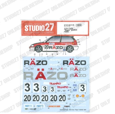 [사전 예약] ST27-DC1148 1/24 Civic "Razo" #3/#20 (1989) Studio27