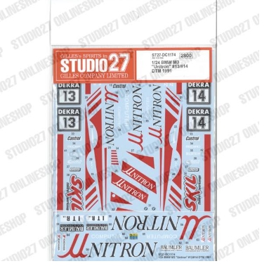 [사전 예약] ST27-DC1174 1/24 M3 "Unitron" #13/#14 DTM (1991) Studio27