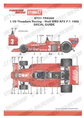 [사전 예약] ST27-TRK008 1/20 Theodore Racing・Wolf WR3 AFX F-1 1980 Studio27