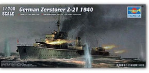 05792 1/700 German Zerstorer Z-21, 1940 Trumpeter