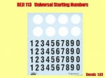 REJ0113 Decal - starting numbers - Oldies black with white round plate 1/32 0