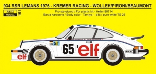 REJ0161D D Decal - Porsche 934 RSR LeMans 1976 - Kremer Racing - 1/24 for Tamiya kit