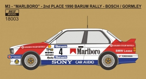 REJ18003 Decal – BMW M3 - 1990 Barum rallye - 2nd place overall - J.Bosch / K.Gormley 1/18 - LIMITED 0