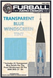 FWT-003 1/48 MIG-31 Blue Winscreen Tint Film for the AMK Kit WINDSCREEN TINTS