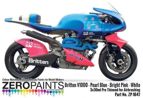 DZ765 Britten V1000 - Pearl Blue - Bright Pink - White Paints 3x30ml ZP-1647
