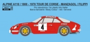 REJ0330 Decal – Alpine A 110 - Tour de Corse 1978 - Manzagol / Filippi 1/24 for Heller
