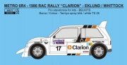 REJ0331 Decal – Metro 6R4 - Clarion team Eeurope - RAC Rally 1986 - Eklund / Whittock 1/24