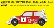 REJ0333 Decal – Metro 6R4 - BELGA - Rally Ypres 1986 - Duez / Lux 1/24 for Belkits
