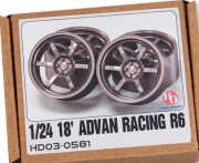 [사전 예약 ~3/23일] HD03-0581 1/24 18' Advan Racing R6 Wheels (Resin+Metal Wheels+Decals)