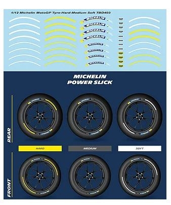 [사전 예약] TBD403 1/12 Michelin MotoGP Tyre Soft Medium Hard Decals TB Decal TBD403 TB Decals