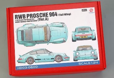 HD03-0600 1/24 RWB Porsche 964 (Tail Wing) (Ver.A) Full Detail Kit (Resin+PE+Decals+Metal Wheels+Met