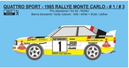 REJ0347 Decal – Audi Quattro Sport - 1985 Rallye Monte Carlo - #1 Blomqvist / #3 Röhrl 1/24