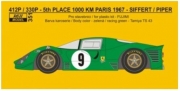 REJ0351 Decal – Ferrari 412P ( 330P ) - 1967 1000 km Paris - Siffert / Piper 1/24