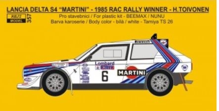 REJ0357 Decal + P/E – Lancia Delta S4 - \\\\\\\"Martini\\\\\\\" 1985 RAC rallye winner and 2nd place 1/24