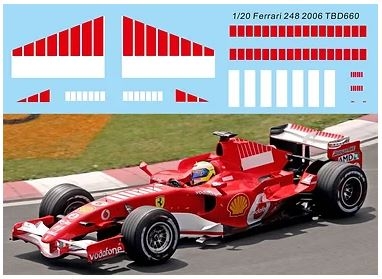 [사전 예약] TBD660 1/20 Barcode Decals X Ferrari F1 248 2006 Schumacher Massa TB Decal TBD660