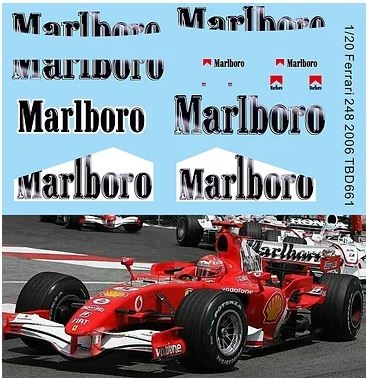 TBD661 1/20 Sponsor Decals X Ferrari F1 248 2006 Schumacher Massa TB Decal TBD661