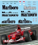 TBD662 1/20 Sponsor Decals X Ferrari F2003 Schumacher Barrichello TB Decal TBD662