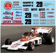 TBD667 1/20 Decals Lotus 72 Lucky Strike Dave Charlton 1972 TB Decal TBD667