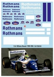 [사전 예약 ~12/4일] TBD550 1/24 Decals for F1 Williams Renault FW16 1994 Senna Hill Decal TBD550