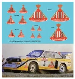 TBD555 1/24 HB Decals for Audi Quattro S1 Rally 1985 Decal TBD555