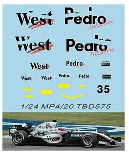 [사전 예약] TBD575 1/24 West Pedro Decals for F1 McLaren MP4/20 2005 (x Revell ) TB Decal TBD575