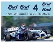 [사전 예약 ~12/4일] TBD576 1/24 F1 Missing BUD Decals Williams FW26 2004 Schumacher Montoya TB Decal TBD576