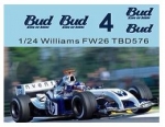 [사전 예약] TBD576 1/24 F1 Missing BUD Decals Williams FW26 2004 Schumacher Montoya TB Decal TBD576