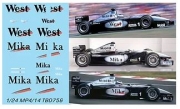 TBD756 1/24 Decals McLaren MP4/14 F1 1999 Mika Hakkinen West Mika Showcar Decal TBD756