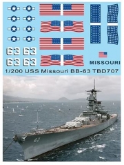 TBD708 1/200 Decals X USS Missouri BB-63 TB Decal TBD708