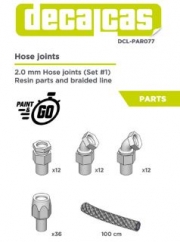DCL-PAR077 Hose joints for 1/12,1/20,1/24 scale models: 2.0mm Hose joints - Set 1 (12+12+12+36 units