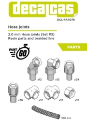 DCL-PAR079 Hose joints for 1/12,1/20,1/24 scale models: 2.0mm Hose joints - Set 3 (12+12+24+36+12+12