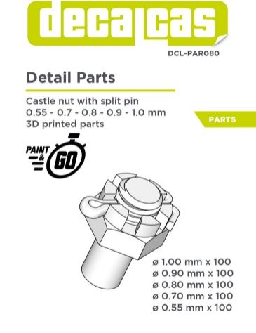 [사전 예약] DCL-PAR080 Nuts: Castle nut with split pin 0,55mm, 0,7mm, 0,8mm, 0,9mm, 1,0mm (100+100+100+100+100 u