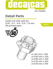 DCL-PAR080 Nuts: Castle nut with split pin 0,55mm, 0,7mm, 0,8mm, 0,9mm, 1,0mm (100+100+100+100+100 u