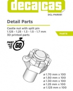 DCL-PAR081 Nuts: Castle nut with split pin 1,125mm, 1,25mm, 1,3mm, 1,5mm, 1,70mm (100+100+100+100+10