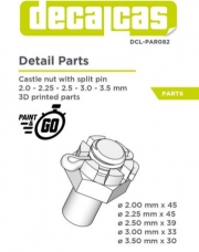 DCL-PAR082 Nuts: Castle nut with split pin 2.0mm, 2.25mm, 2,5mm, 3,0mm, 3,5mm (45+45+39+33+30 units/