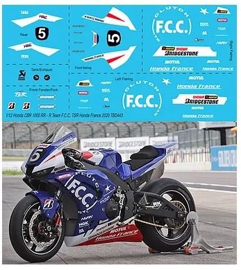 [사전 예약] TBD443 1/12 Decals X Honda CBR 1000 RR - R Team F.C.C. TSR Honda France 2020 TBD443 TB Decals