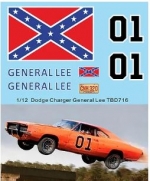 [사전 예약] TBD716 1/12 Decals X General Lee Hazzard Dodge Charger TB Decal TBD716