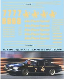 [사전 예약] TBD794 1/24 John Player Special Decals X Jaguar XJ-S H.E. TWR 1984 Macau Decal TBD794 SKU: TBD794