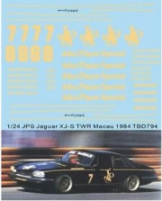 [사전 예약 ~3/28일] TBD794 1/24 John Player Special Decals X Jaguar XJ-S H.E. TWR 1984 Macau Decal TBD794 SKU: TBD794