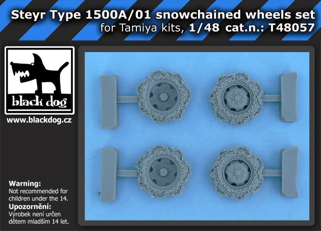 T48057 1/48 Steyr Type 1500A/01 snowchained wheels set for Tamiya kits, 4 resin parts