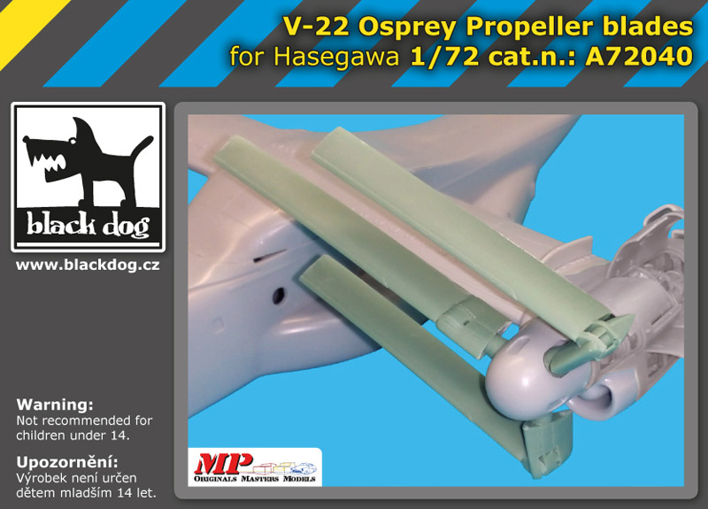 A72040 1/72 V-22 Osprey propeller blades for Hasegawa