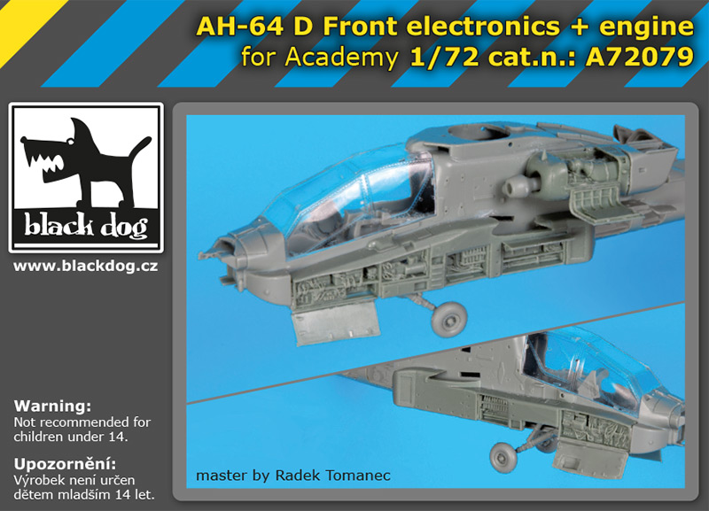 A72079 1/72 AH-64 D Front electronics + engine for Academy