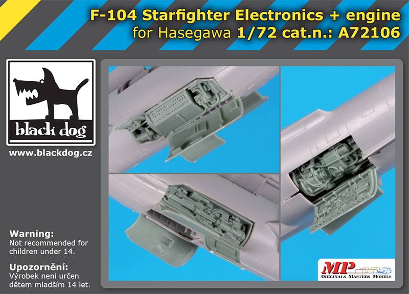 A72106 1/72 F-104 Starfighter electronics + engine for Hasegawa
