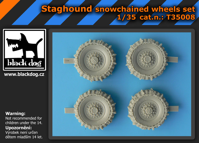 [사전 예약] T35008 1/35 Staghound snowchained wheels set for Bronco kit, 4 resin parts