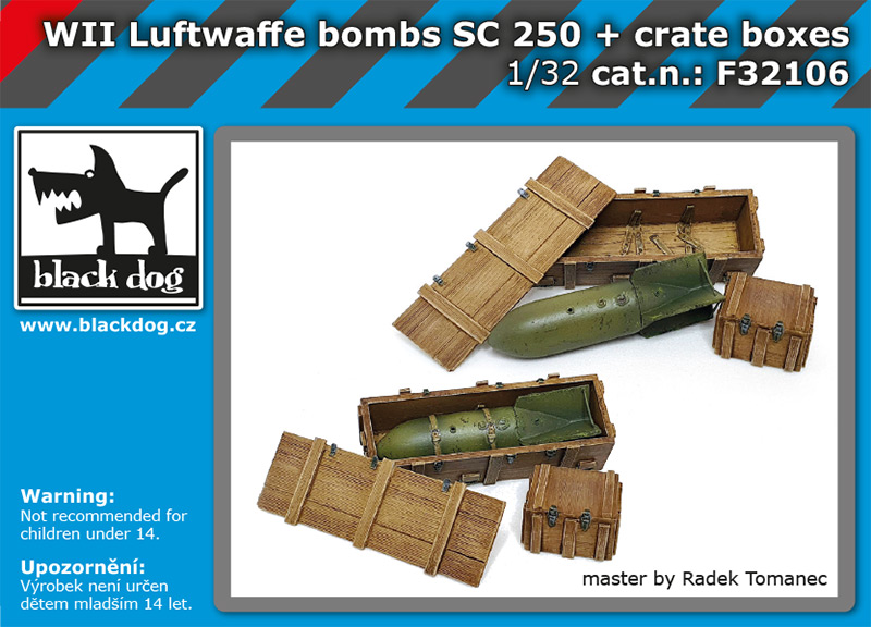 [사전 예약] F32106 1/32 WW II Luftwaffe bombs SC250 + crate boxes