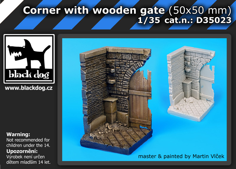 [사전 예약] D35023 1/35 Corner with wooden gate (50x50 mm)