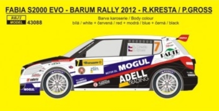 REJ43088 Decal – Fabia S2000 EVO - Barum Rally 2012 - Kresta / Gross 1/43 1/43