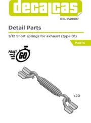 DCL-PAR087 Detail for 1/12 scale models: Short springs for exhausts - Type 1 (20 units/each) length