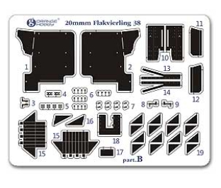 G72-203-16 1/72 Basic Parts Upgrading Suit for 1/72 20mm Flakvierling 38 for Orangemodel G72200 PE s