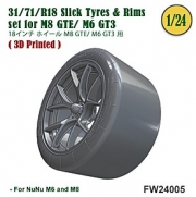 FW24005 1/24 31/71-R18 Slick Tires & Rims set for M8 GTE/ M6 GT3